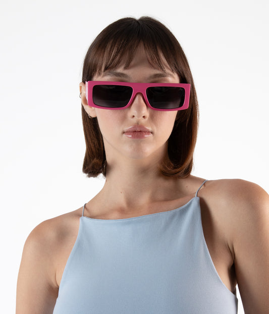 SAWAI-2 Recycled Rectangle Sunglasses | Color: Purple, Grey - variant::fushia