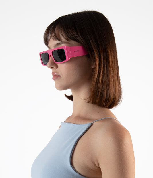 SAWAI-2 Recycled Rectangle Sunglasses | Color: Purple, Grey - variant::fushia