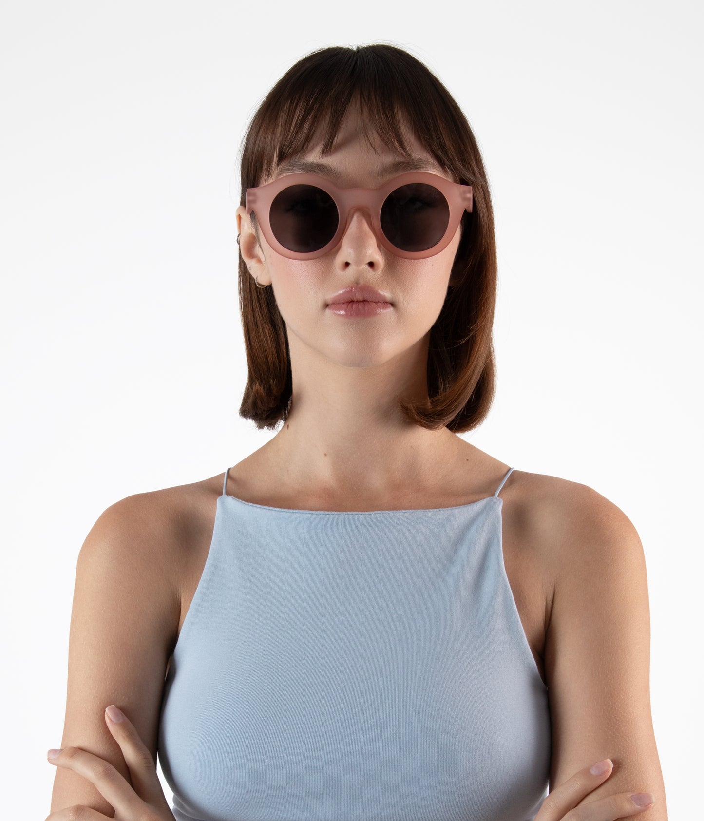 SURIE-2 Recycled Round Sunglasses | Color: Pink - variant::peach