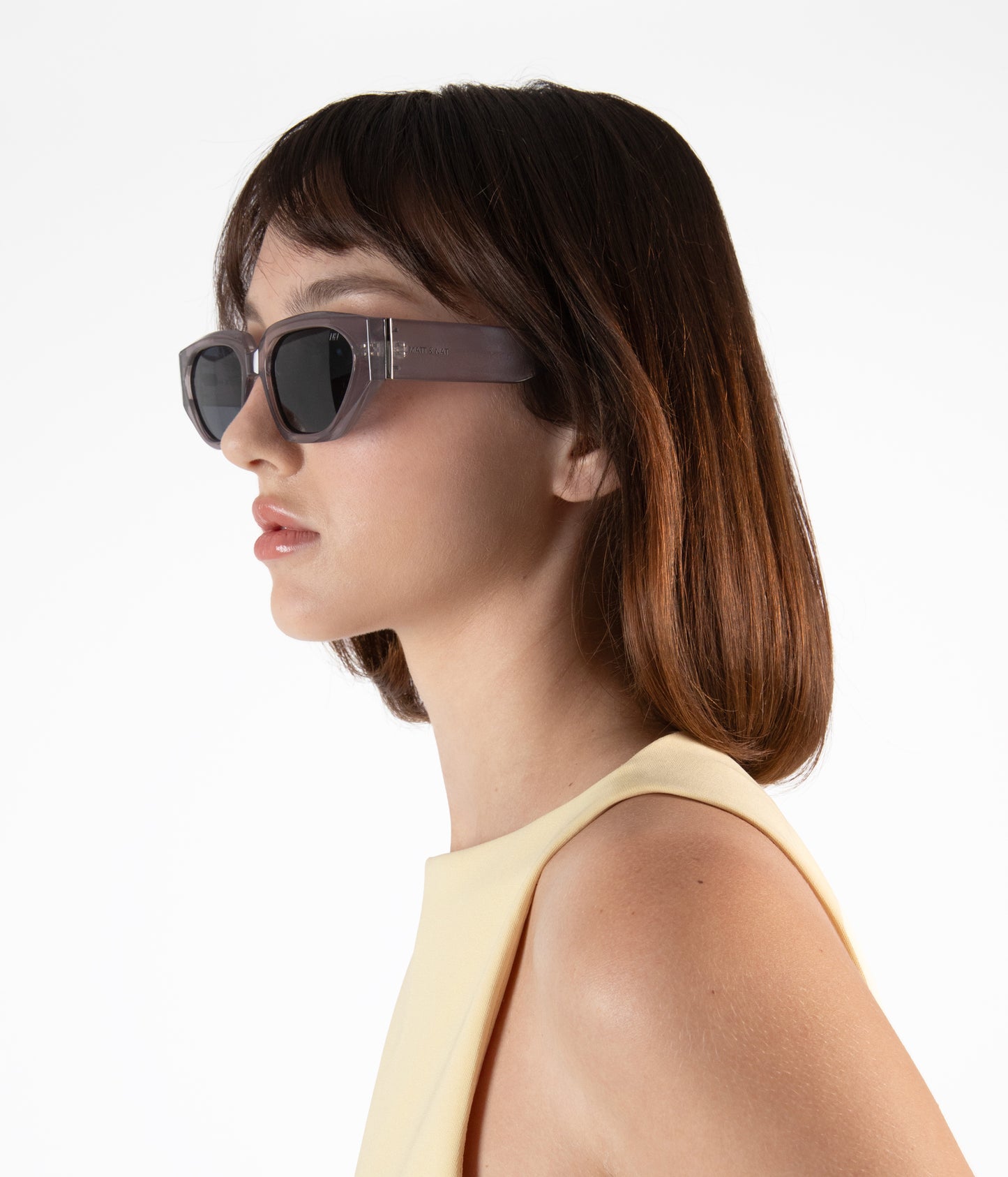 JUJU Geometric Recycled Sunglasses | Color: Tan - variant::clear