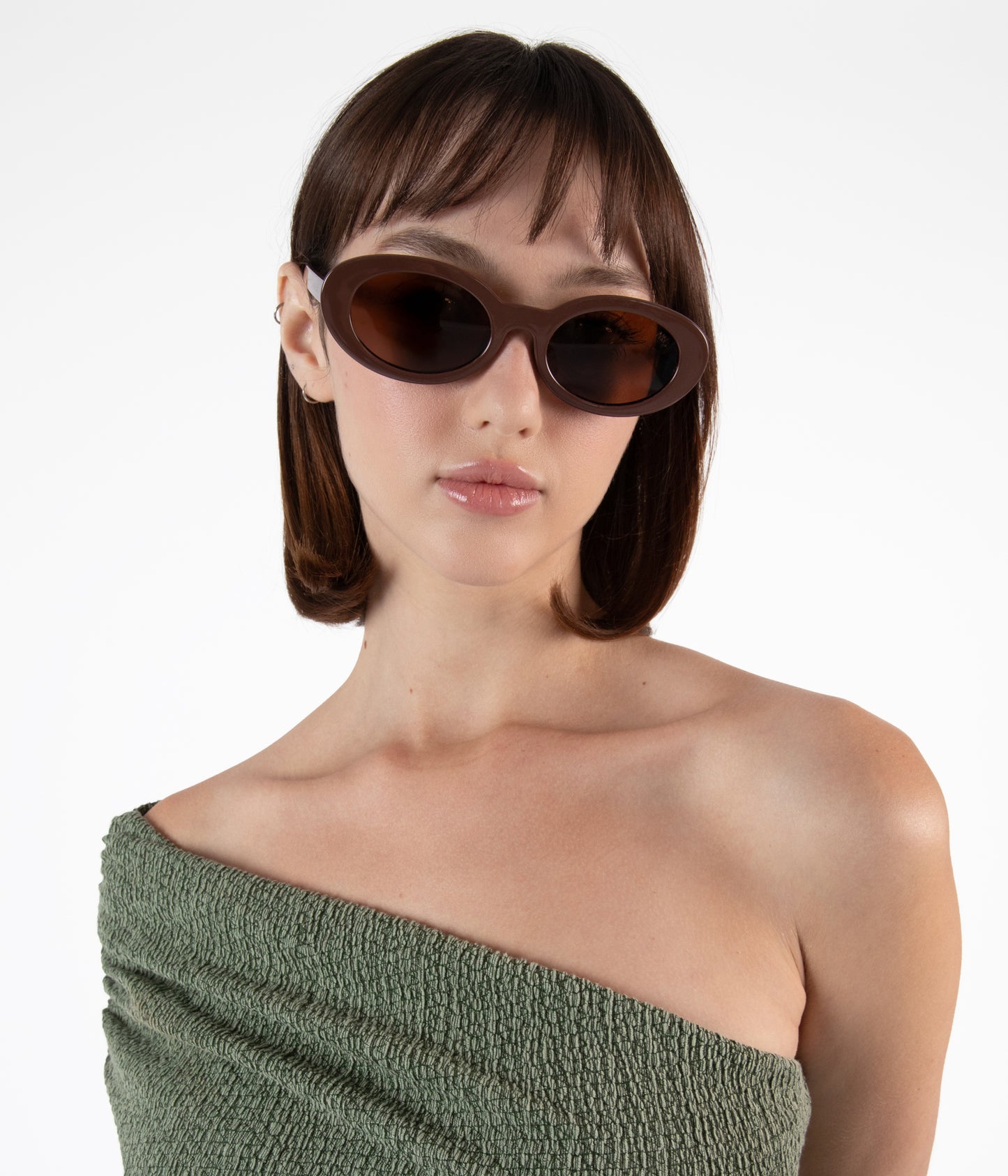 MIELA-2 Recycled Oval Sunglasses | Color: Brown - variant::brown