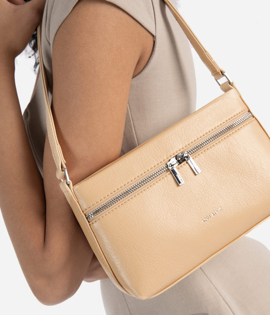 MALENESM Small Vegan Shoulder Bag – Theme | Color: Beige - variant::pancake