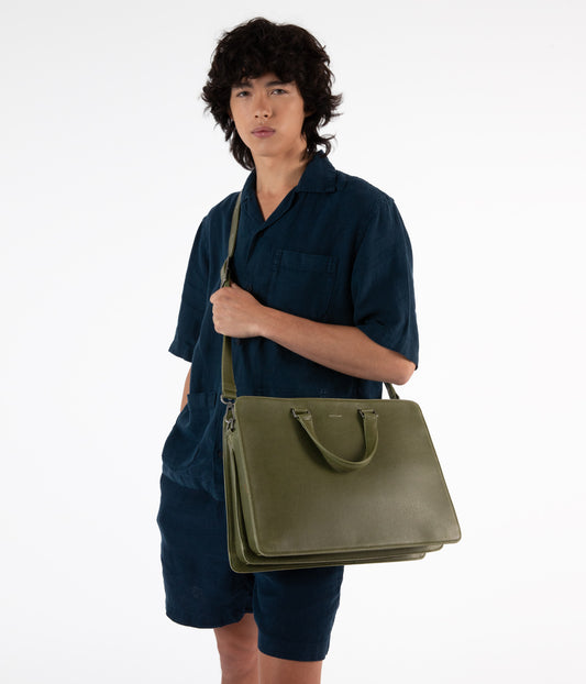 DAVID Vegan Briefcase - Vintage | Color: Green - variant::olive