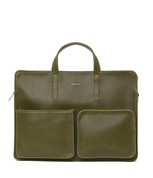 SOREN Vegan Briefcase - Vintage | Color: Green - variant::olive