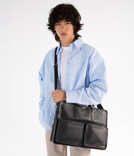 SOREN Vegan Briefcase - Vintage | Color: Blue - variant::midnight