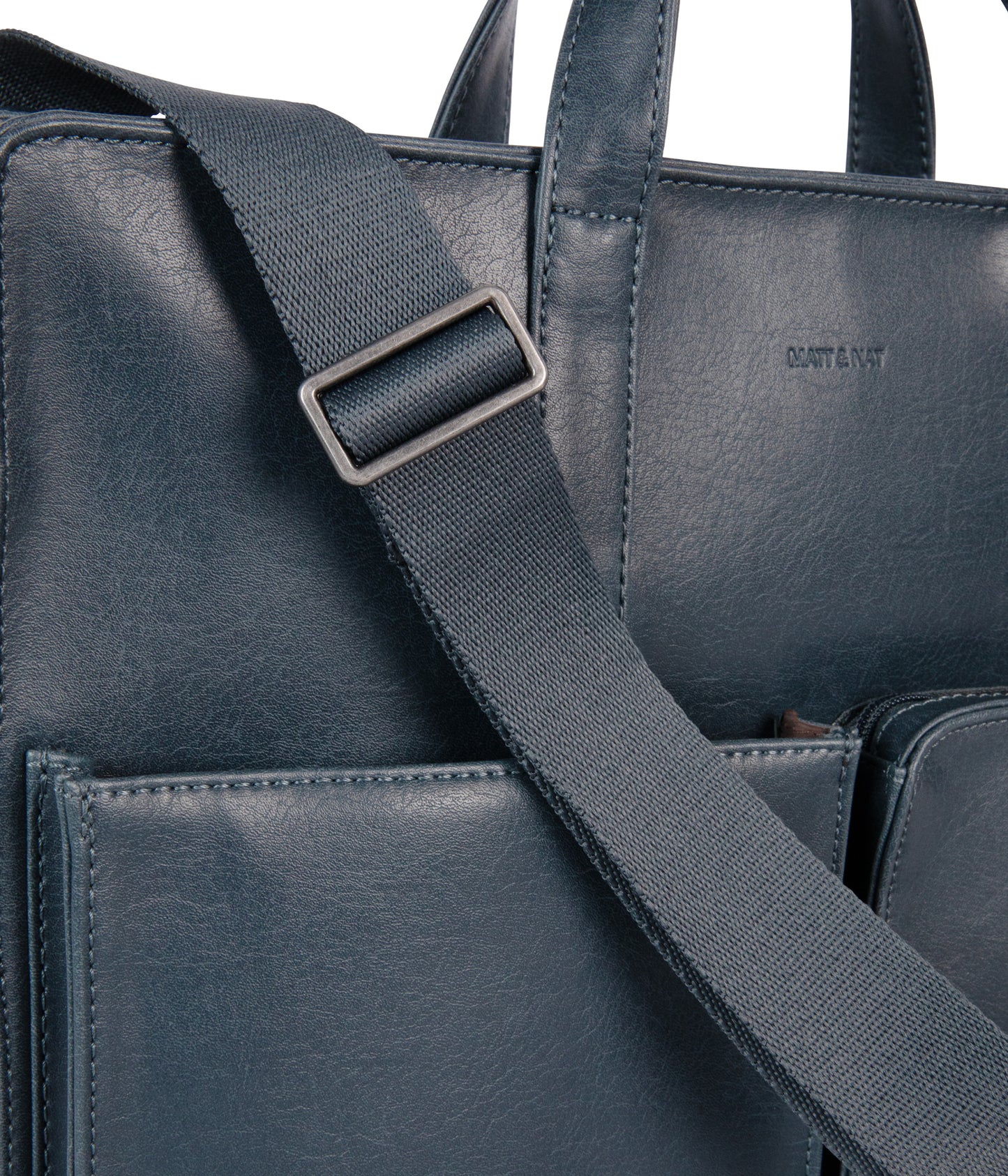 SOREN Vegan Briefcase - Vintage | Color: Blue - variant::midnight