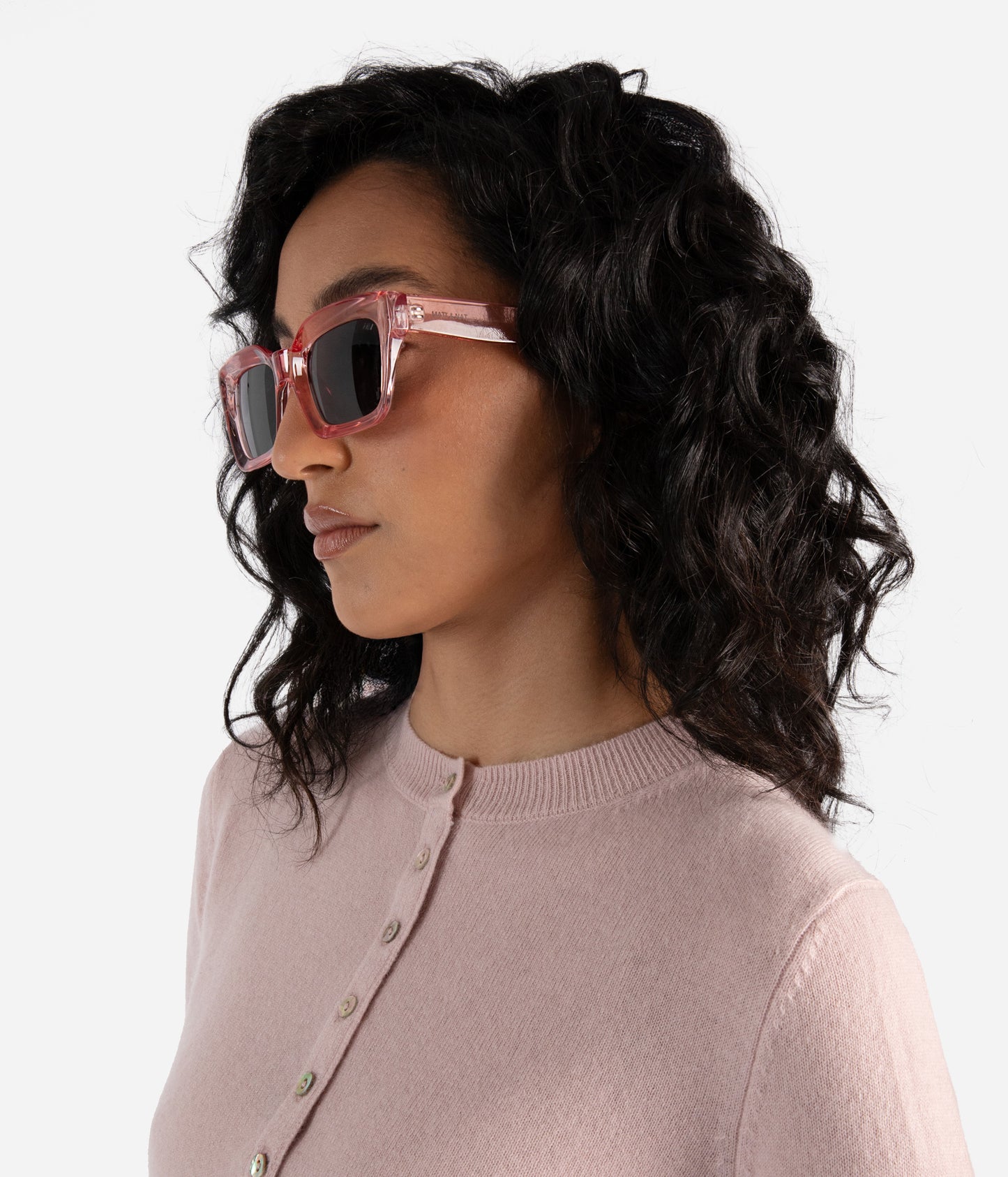 MEHA-2 Recycled Square Sunglasses | Color: Pink, Grey - variant::rose