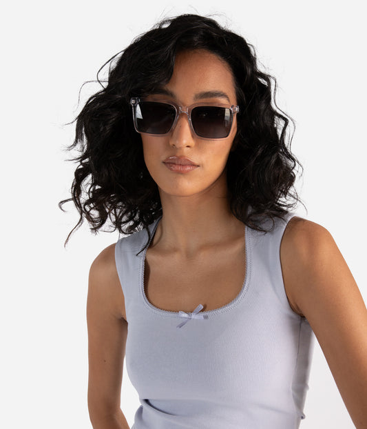 BIDLE-2 Recycled Rectangle Sunglasses | Color: Clear - variant::clear