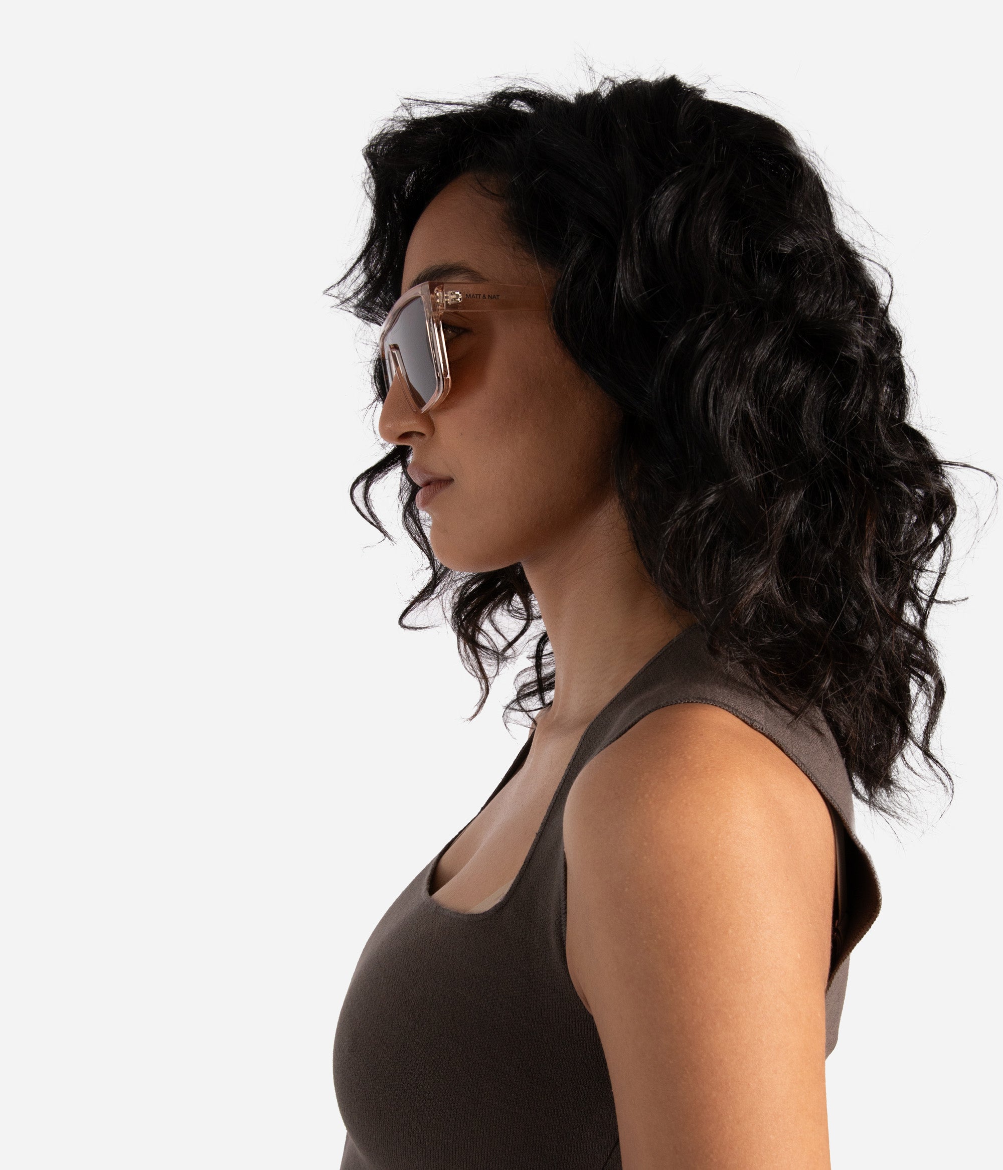 MAEVE-2 Recycled Beige Retro Squared Sunglasses | Matt & Nat 