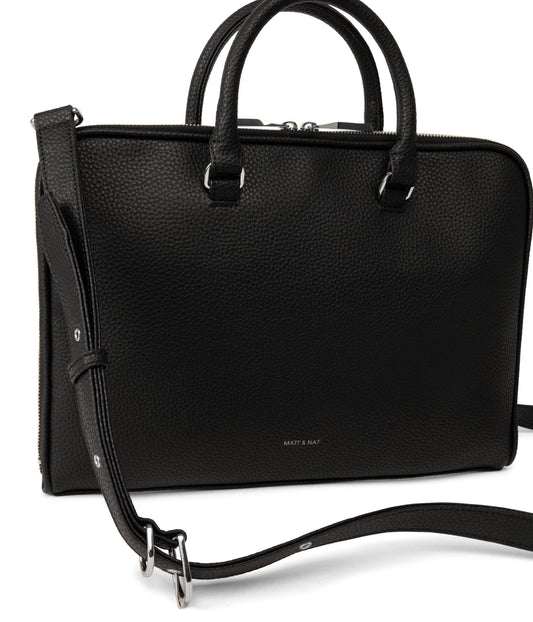 BELEM Vegan Briefcase - Grain | Color: Black - variant::black
