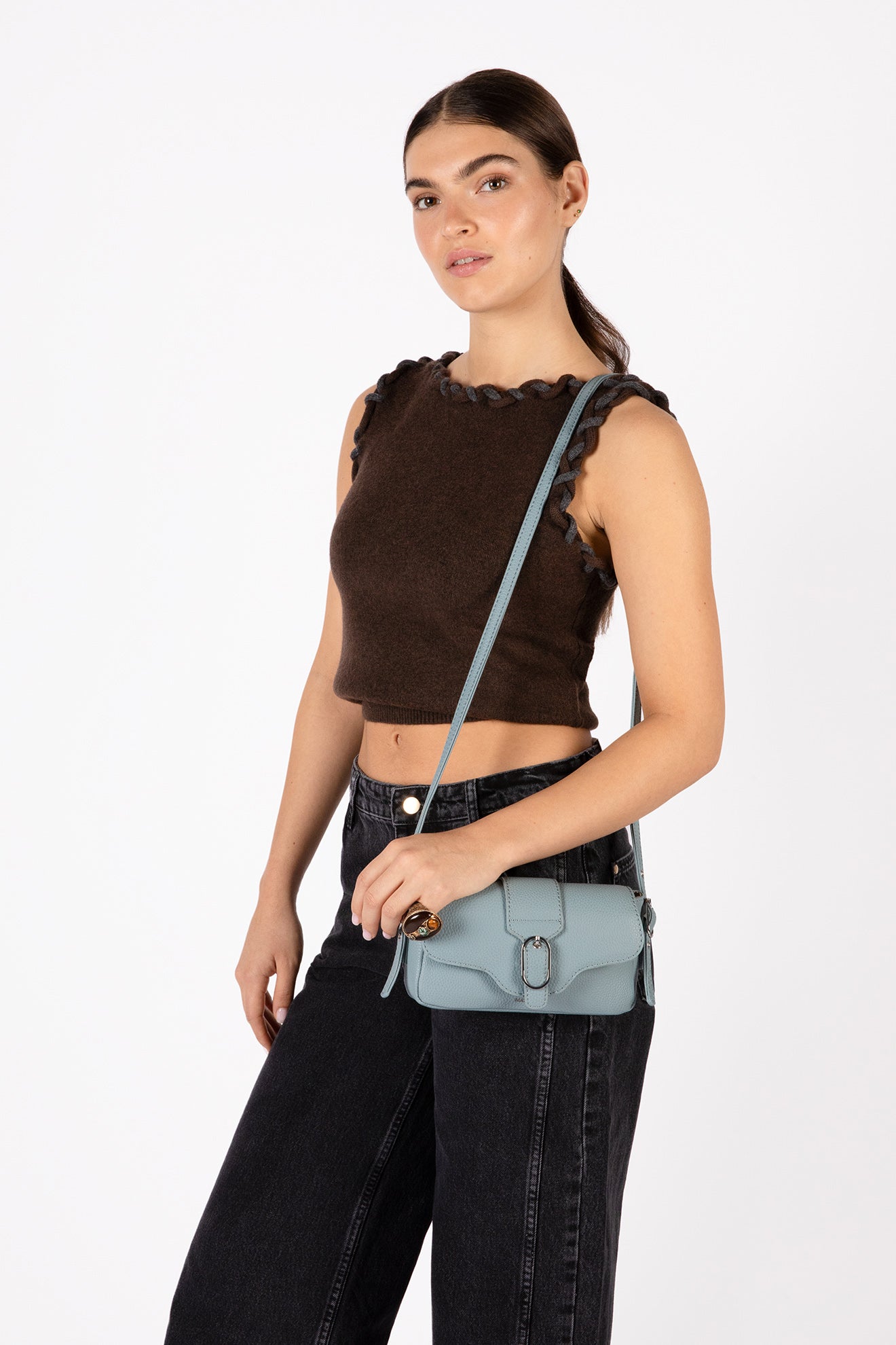 ISABELLE SM Vegan Crossbody Bag – Grain | Color: Aquamarine - variant::aquamarine