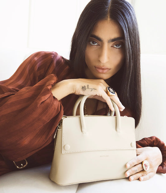 SILVA SM Small Vegan Satchel - UPPEAL™ | Color: Pearl - variant::Pearl