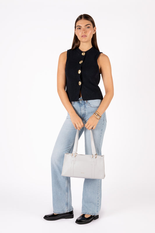 ZARIA Vegan Tote Satchel Bag - Theme | Color: Glaze - variant::glaze