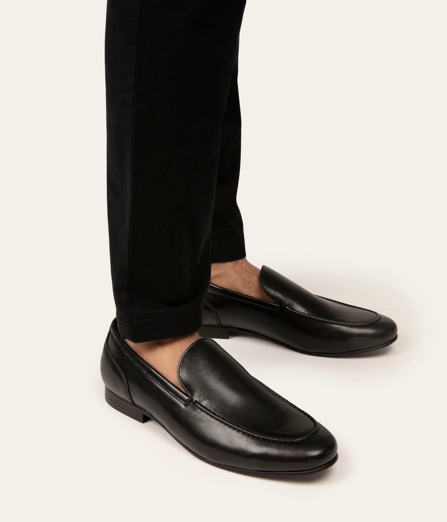 VIGGO Men's Vegan Loafers | Color: Black - variant::black