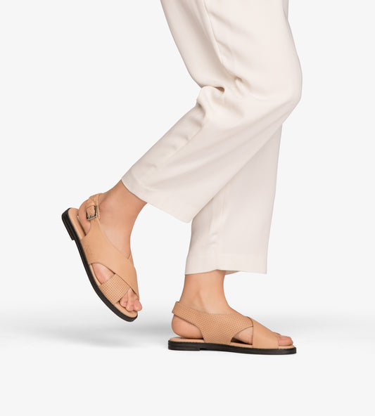 VILLERAY Vegan Criss Cross Sandals | Color: Beige - variant:sand