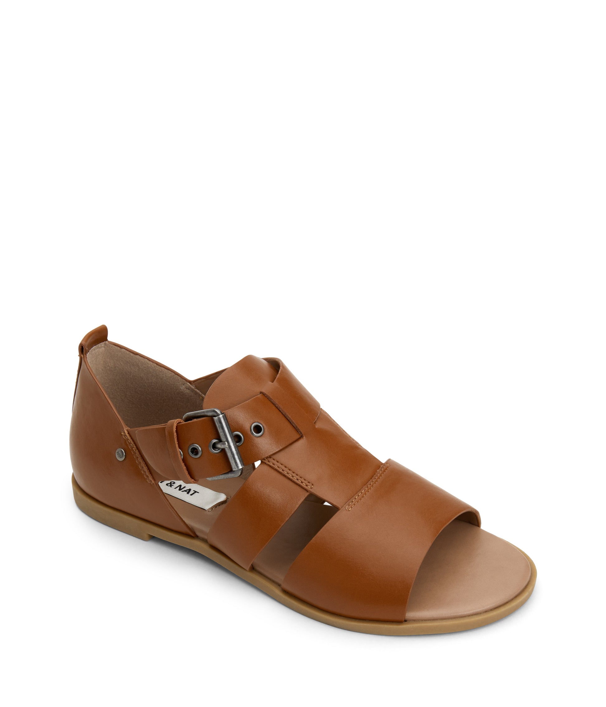 EBONI Vegan Flat Sandals | Color: Brown - variant::chili