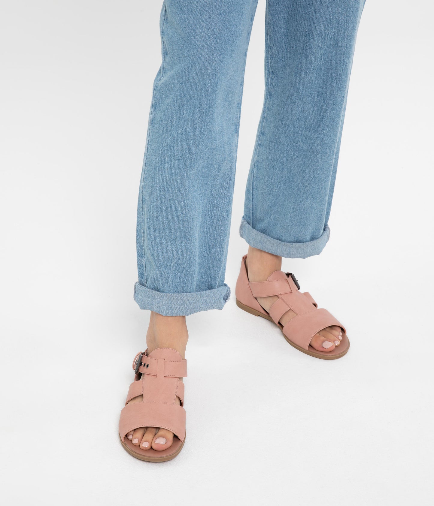 EBONI Vegan Flat Sandals | Color: Pink - variant::lily