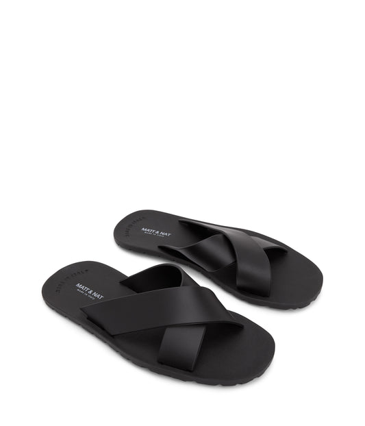 LORENA Vegan Cross Sandals | Color: Black - variant::black