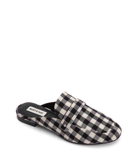 VICTORIA Vegan Mule Shoes | Color: Black & White - variant::print