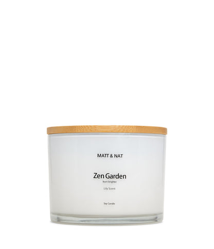 Zen Garden Large Round Candle | Color: White - variant::white