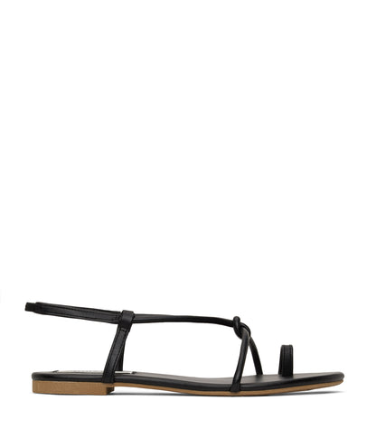 ARTIE Women's Vegan Flat Sandals | Color: Black - variant::black