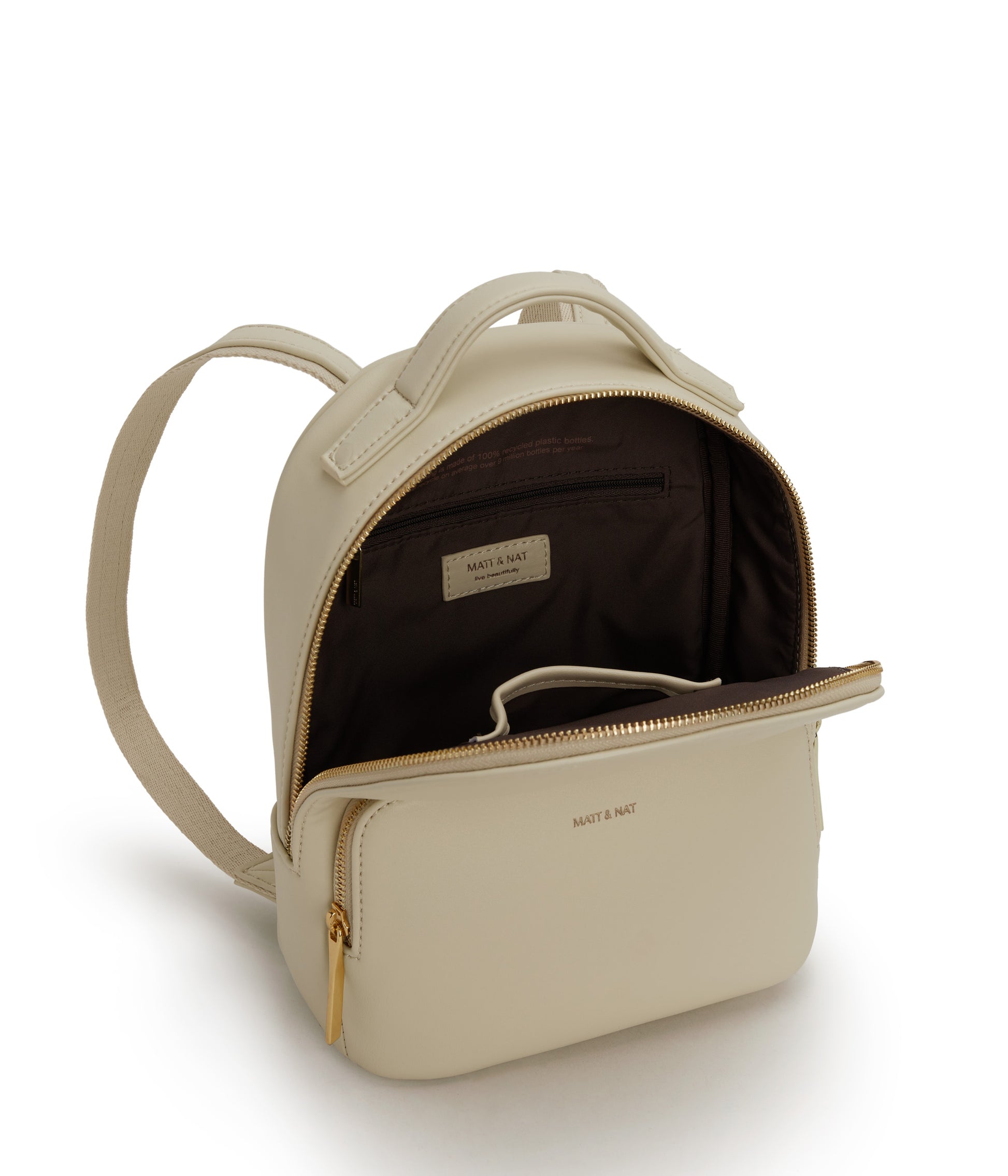 CAROSM Small Vegan Backpack - Loom | Color: White - variant::tapioca