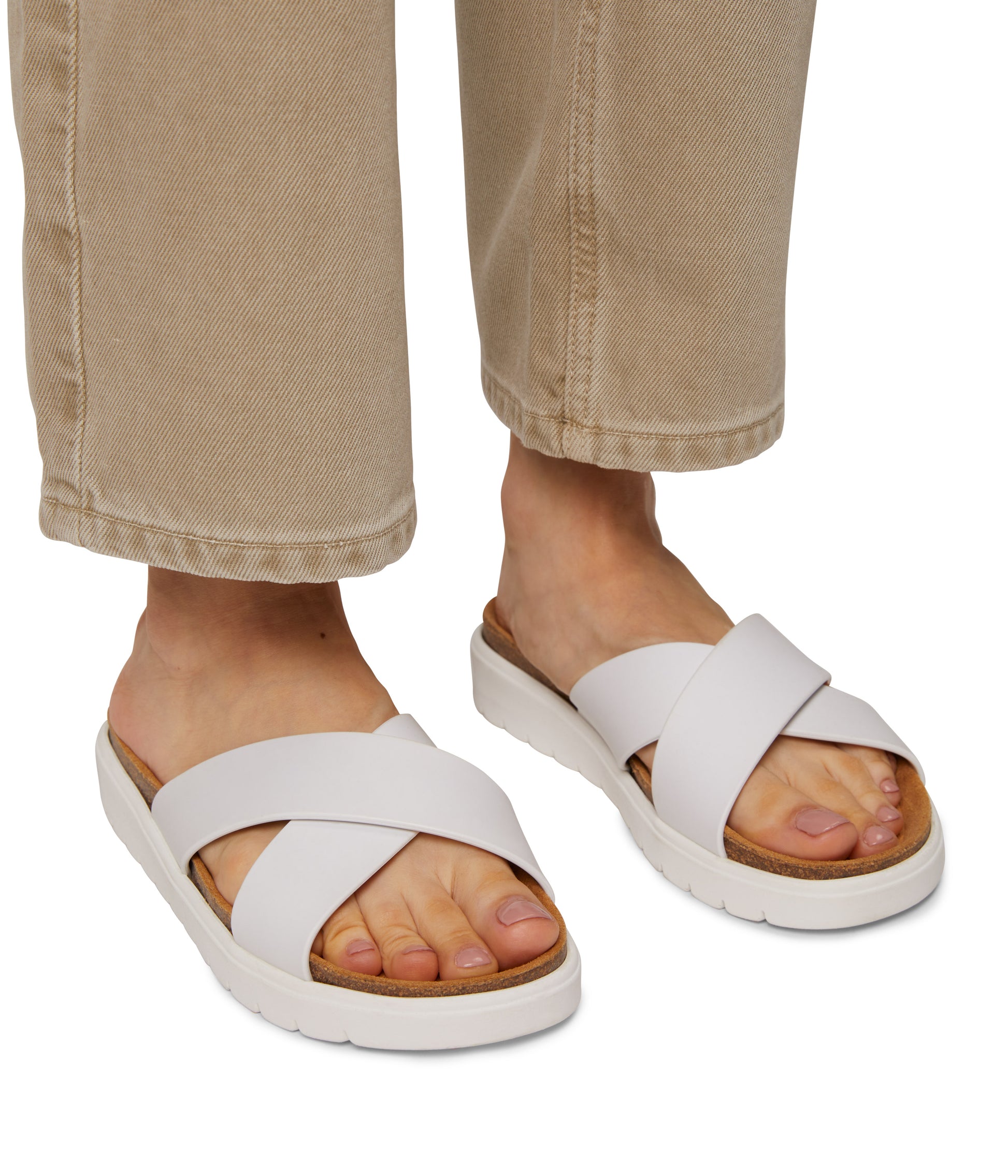 MANDI Women's Vegan Sandals | Color: White - variant::nude