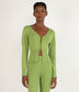 PAULINA Women's Bamboo V-neck Cardigan | Color: Green - variant::cactus