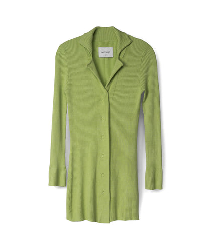 PEARL Women's Bamboo Ribbed Cardigan | Color: Green - variant::cactus