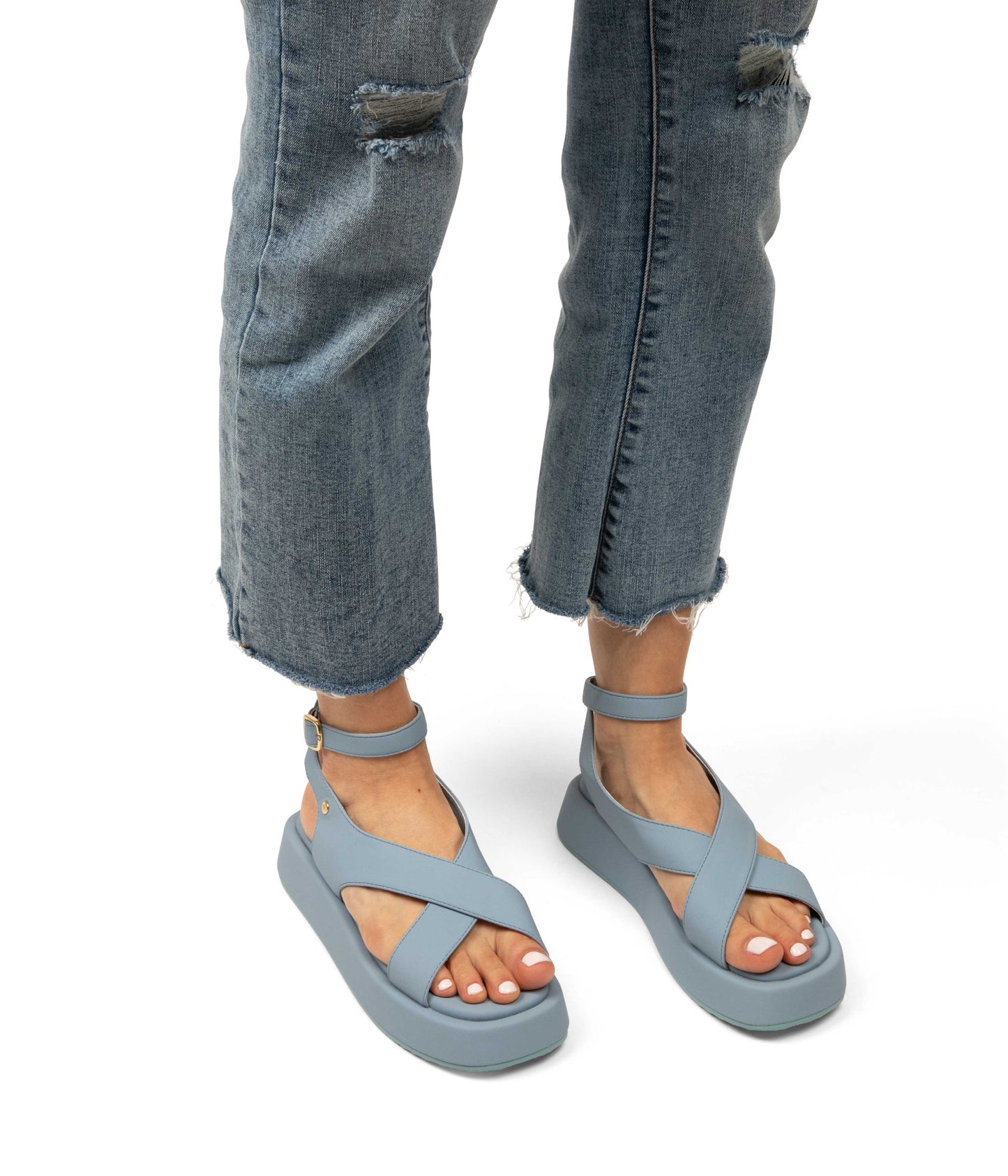 NOYA Women's Vegan Sandals With Straps | Color: Blue - variant::denim