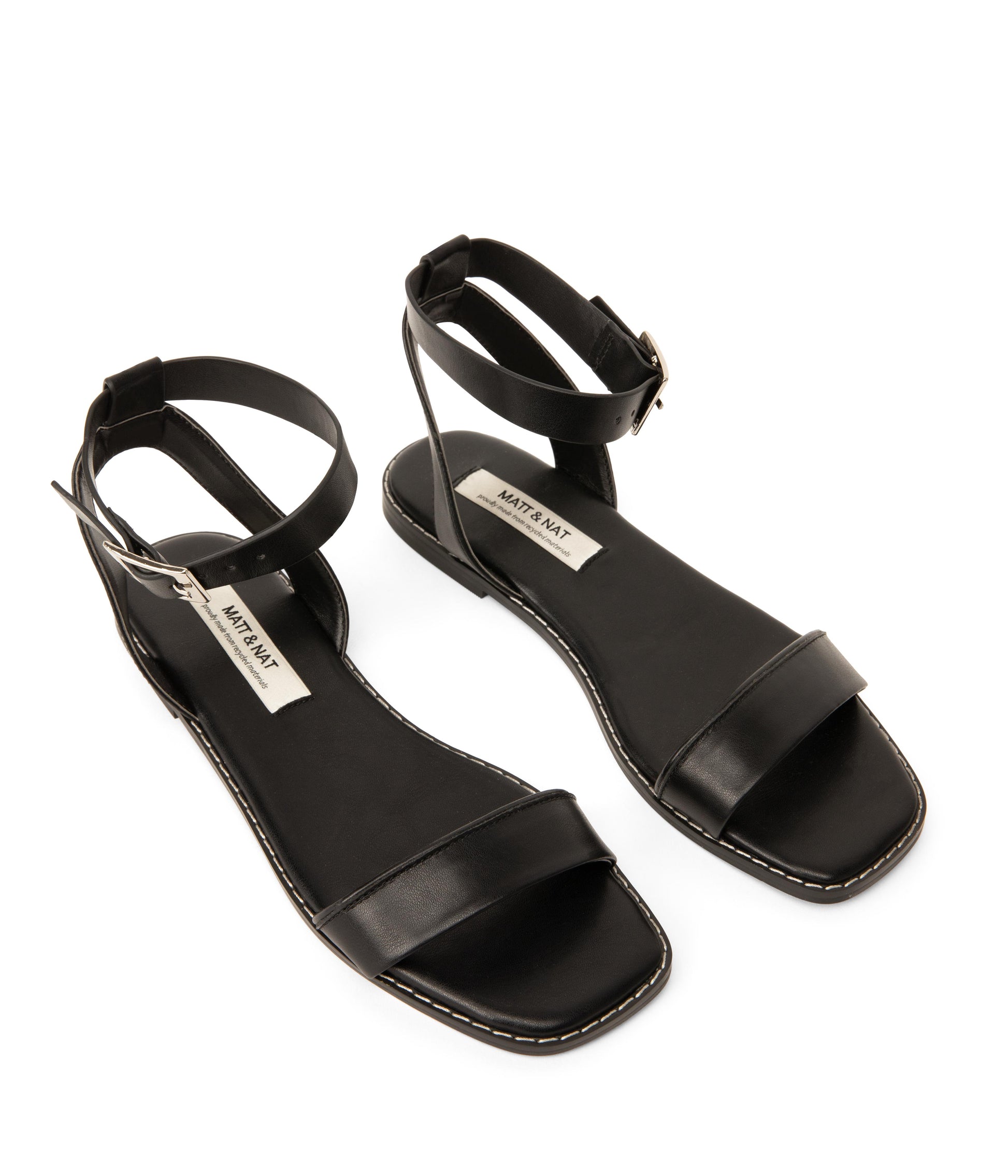 SARIE Women's Vegan Flat Sandals | Color: Black - variant::black