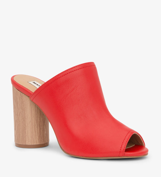LEONE Vegan High Heel Mules | Color: Red - variant::ruby